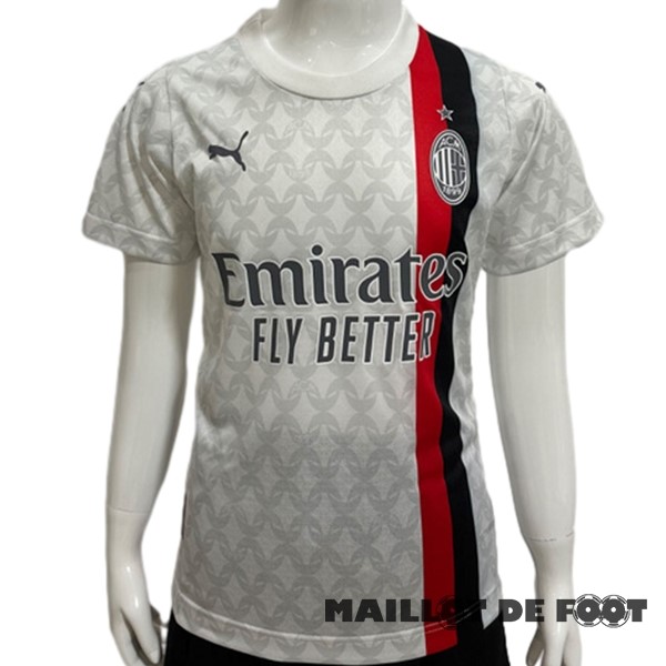 Foot Maillot Pas Cher Thailande Exterieur Joueurs Maillot Enfant AC Milan 2023 2024 Blanc