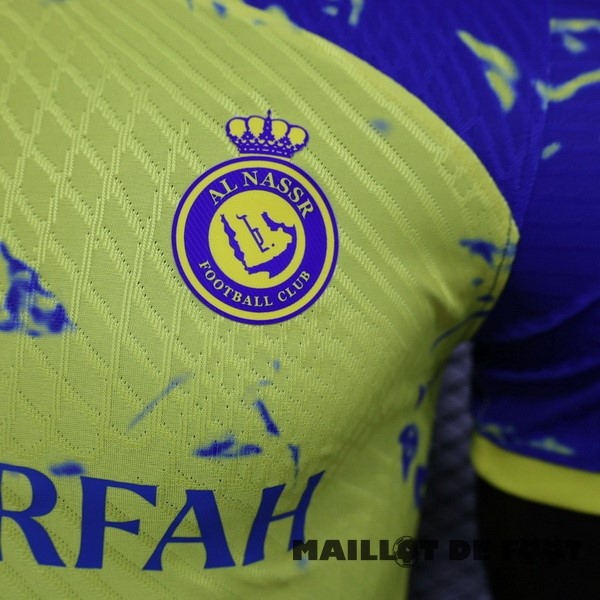 Foot Maillot Pas Cher Thailande Spécial Joueurs Maillot Al Nassr 2023 2024 Jaune Bleu