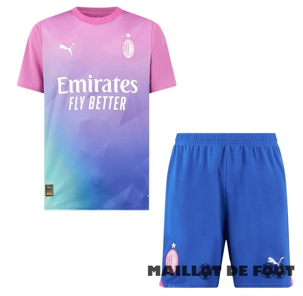 Foot Maillot Pas Cher Third Conjunto De Enfant AC Milan 2023 2024 Rose Bleu