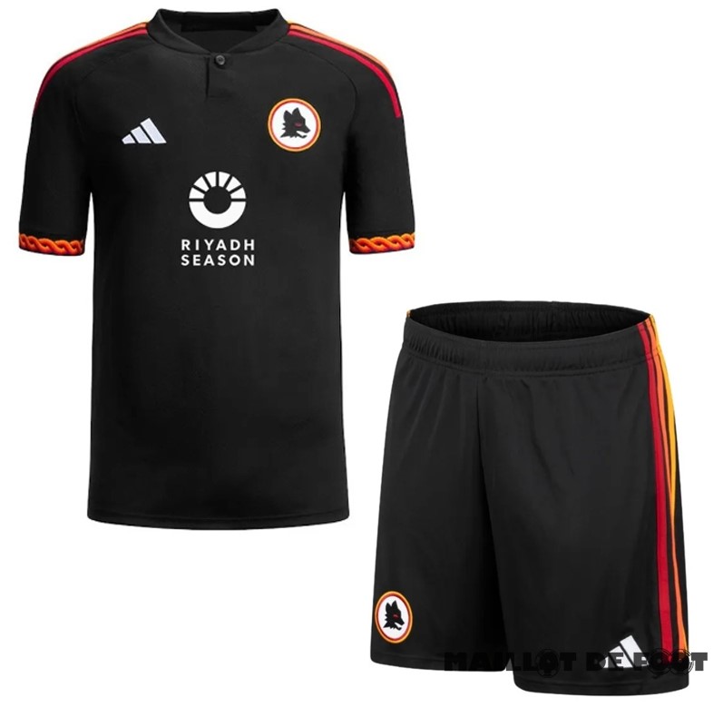 Foot Maillot Pas Cher Third Conjunto De Enfant As Roma 2023 2024 Noir