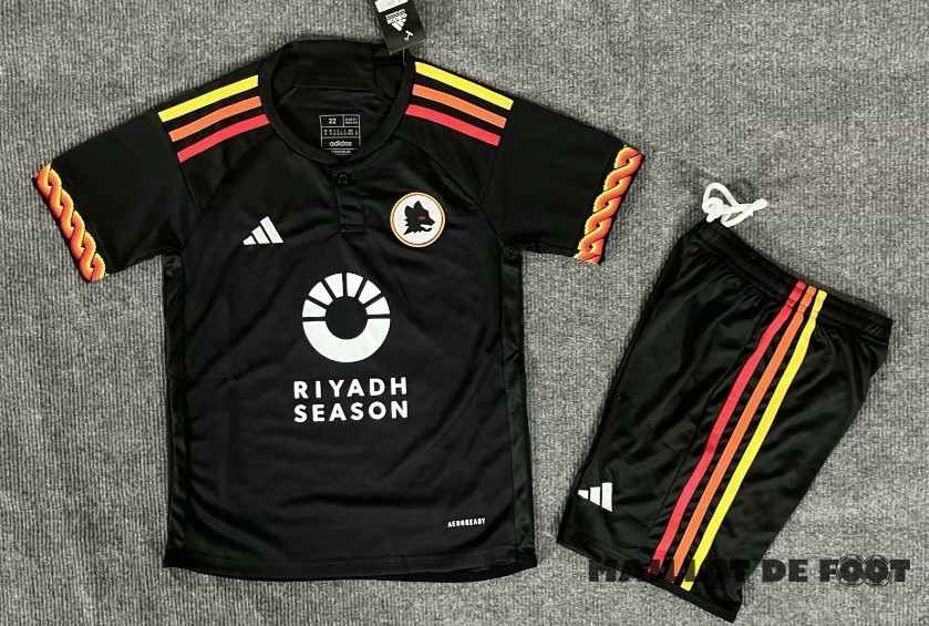 Foot Maillot Pas Cher Third Conjunto De Enfant As Roma 2023 2024 Noir