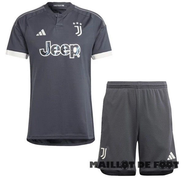 Foot Maillot Pas Cher Third Conjunto De Enfant Juventus 2023 2024 Blanc Noir