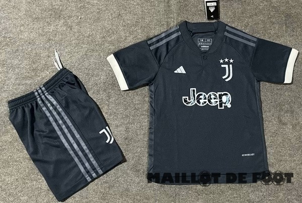 Foot Maillot Pas Cher Third Conjunto De Enfant Juventus 2023 2024 Blanc Noir