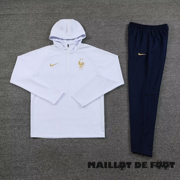 Foot Maillot Pas Cher Veste Con Capucha France 2023 Blanc Bleu Marine