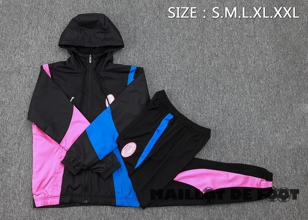 Foot Maillot Pas Cher Conjunto Completo Coupe Vent AC Milan 2023 2024 Noir Rose Bleu