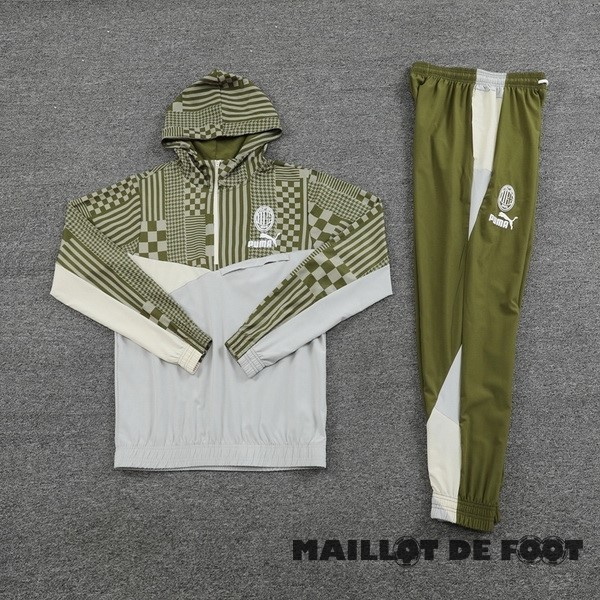 Foot Maillot Pas Cher Conjunto Completo Coupe Vent AC Milan 2023 2024 Vert Gris