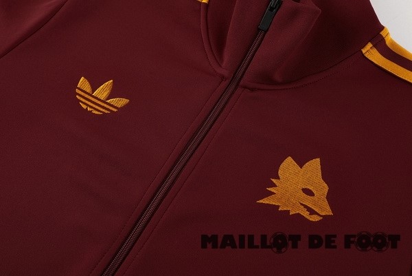 Foot Maillot Pas Cher Conjunto Completo Ropa Deportiva Con Cremallera Larga AS Roma 2023 2024 Rouge Noir