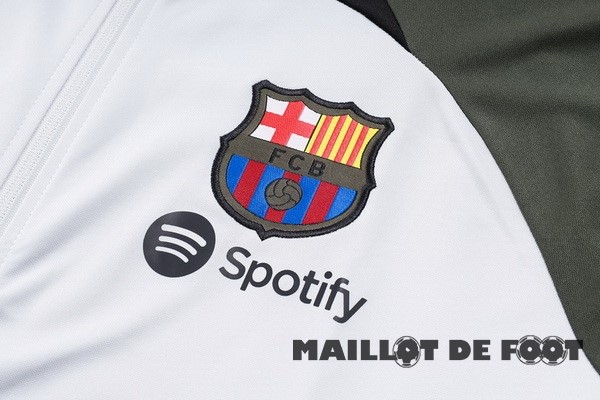 Foot Maillot Pas Cher Conjunto Completo Ropa Deportiva Con Cremallera Larga Barcelona 2023 2024 Blanc Vert