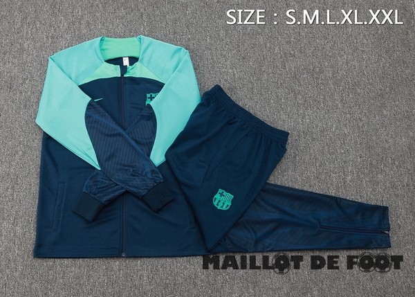 Foot Maillot Pas Cher Conjunto Completo Ropa Deportiva Con Cremallera Larga Barcelona 2023 2024 Bleu Marine Vert