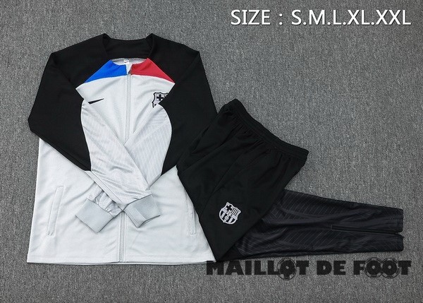 Foot Maillot Pas Cher Conjunto Completo Ropa Deportiva Con Cremallera Larga Barcelona 2023 2024 Gris Noir