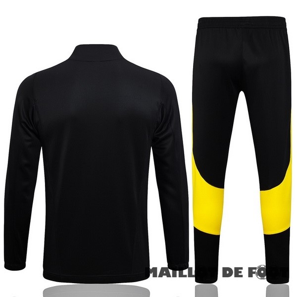 Foot Maillot Pas Cher Conjunto Completo Ropa Deportiva Con Cremallera Larga Enfant Juventus 2023 2024 Noir Blanc Jaune
