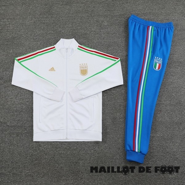 Foot Maillot Pas Cher Conjunto Completo Ropa Deportiva Con Cremallera Larga Italie 2024 Blanc Bleu