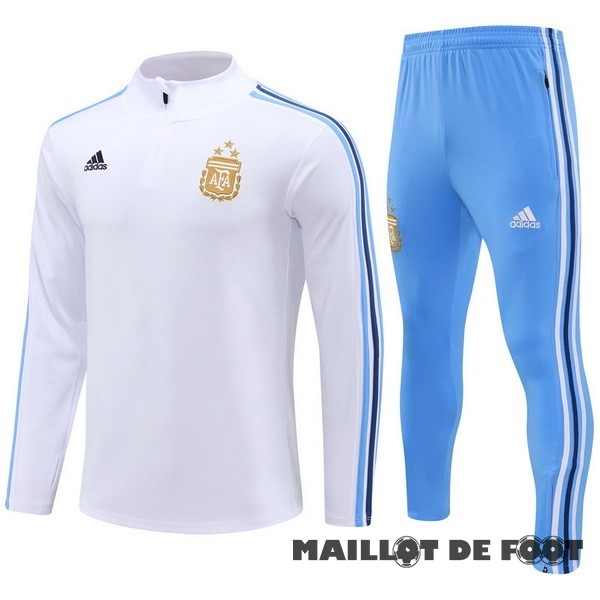Foot Maillot Pas Cher Conjunto Completo Sudadera Entrainement Enfant Argentine 2023 Blanc Bleu