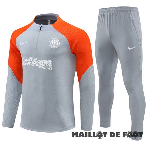 Foot Maillot Pas Cher Conjunto Completo Sudadera Entrainement Enfant Inter Milán 2023 2024 Gris Orange