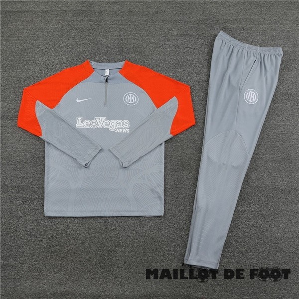 Foot Maillot Pas Cher Conjunto Completo Sudadera Entrainement Enfant Inter Milán 2023 2024 Gris Orange