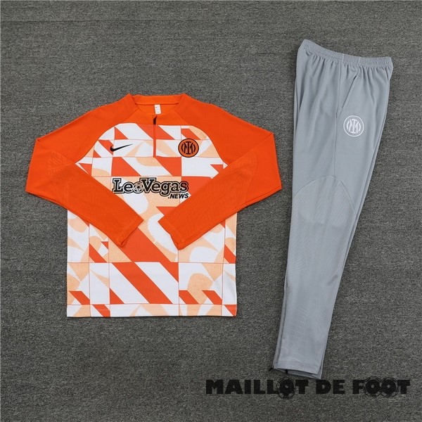 Foot Maillot Pas Cher Conjunto Completo Sudadera Entrainement Enfant Inter Milán 2023 2024 Orange Gris