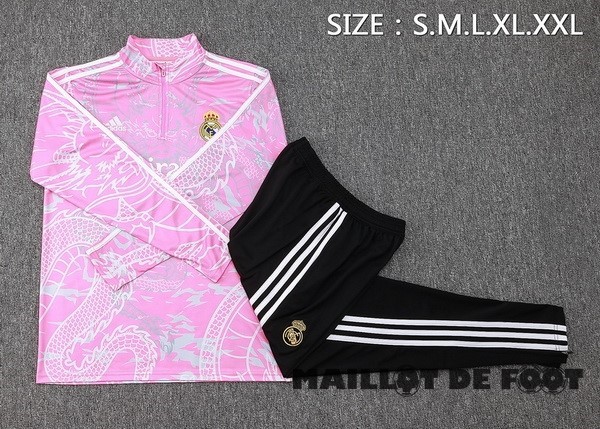 Foot Maillot Pas Cher Conjunto Completo Sudadera Entrainement Real Madrid 2023 2024 Rose Blanc Noir