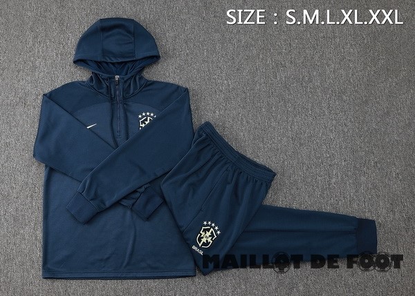Foot Maillot Pas Cher Conjunto Completo Veste Con Capucha Brésil 2023 Bleu Marine