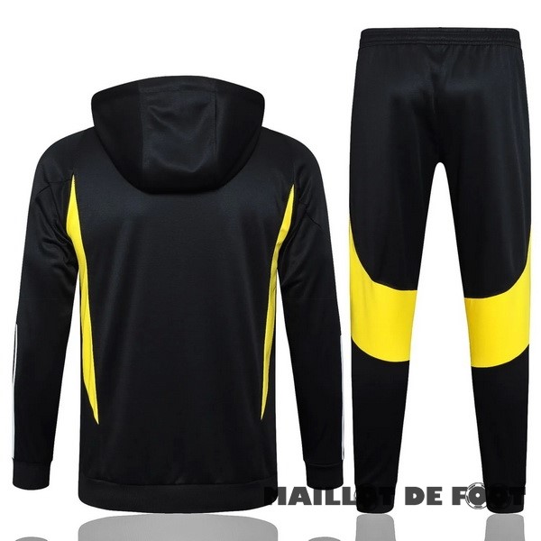 Foot Maillot Pas Cher Conjunto Completo Veste Con Capucha Enfant Juventus 2023 2024 Noir Blanc Jaune