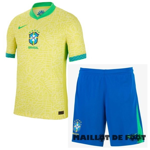 Foot Maillot Pas Cher Domicile Conjunto De Enfant Brésil 2024 Jaune