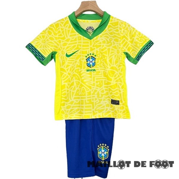 Foot Maillot Pas Cher Domicile Conjunto De Enfant Brésil 2024 Jaune