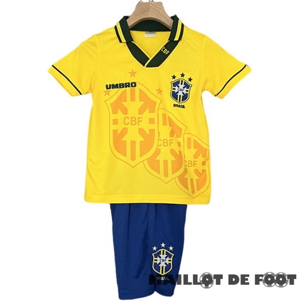 Foot Maillot Pas Cher Domicile Conjunto De Enfant Brésil Retro 1994 Jaune