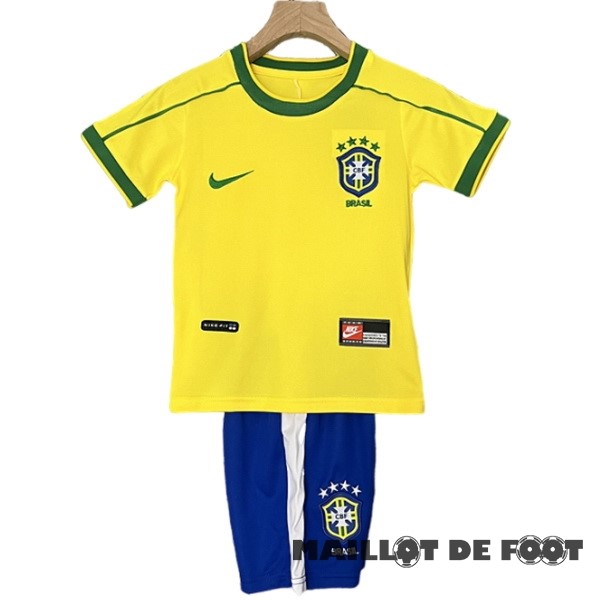 Foot Maillot Pas Cher Domicile Conjunto De Enfant Brésil Retro 1998 Jaune