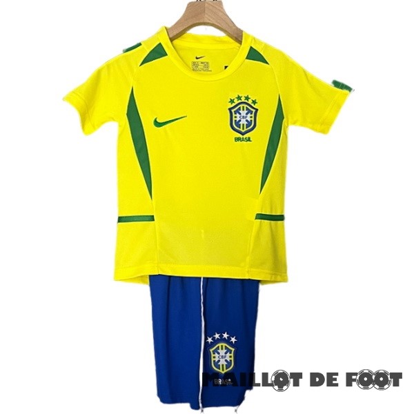Foot Maillot Pas Cher Domicile Conjunto De Enfant Brésil Retro 2002 Jaune
