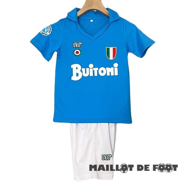 Foot Maillot Pas Cher Domicile Conjunto De Enfant Napoli Retro 1987 1988 Bleu