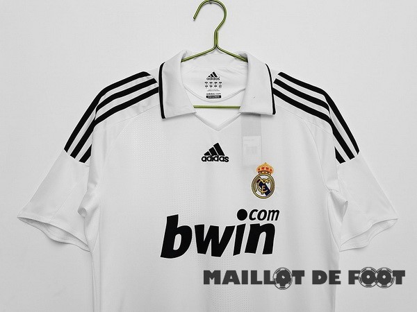 Foot Maillot Pas Cher Domicile Maillot Real Madrid Retro 2008 2009 Blanc