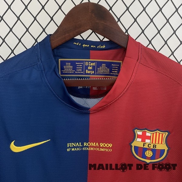 Foot Maillot Pas Cher Domicile Manches Longues Barcelona Retro 2008 2009 Bleu Rouge