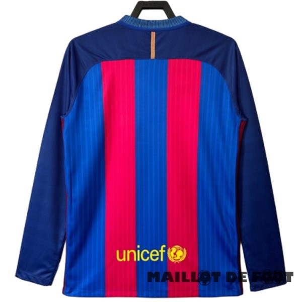 Foot Maillot Pas Cher Domicile Manches Longues Barcelona Retro 2016 2017 Bleu Rouge
