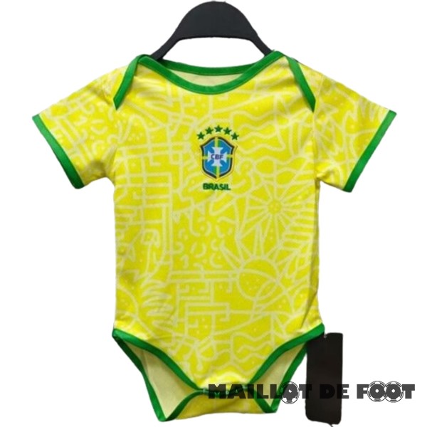 Foot Maillot Pas Cher Domicile Onesies Enfant Brésil 2024 Jaune
