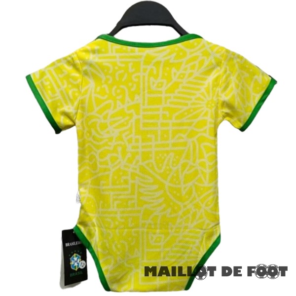 Foot Maillot Pas Cher Domicile Onesies Enfant Brésil 2024 Jaune
