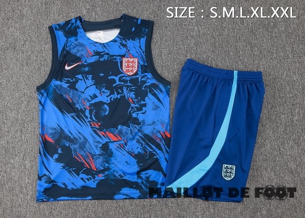 Foot Maillot Pas Cher Entrainement Sans Manches Conjunto Completo Angleterre 2024 Bleu