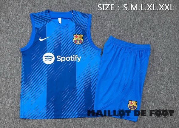 Foot Maillot Pas Cher Entrainement Sans Manches Conjunto Completo Barcelona 2023 2024 Bleu Blanc