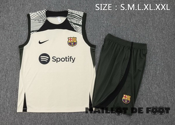 Foot Maillot Pas Cher Entrainement Sans Manches Conjunto Completo Barcelona 2023 2024 Jaune Vert