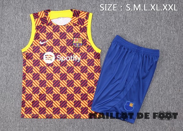 Foot Maillot Pas Cher Entrainement Sans Manches Conjunto Completo Barcelona 2023 2024 Orange Bleu