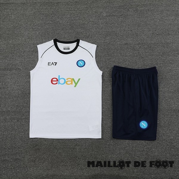 Foot Maillot Pas Cher Entrainement Sans Manches Conjunto Completo Napoli 2024 2025 Blanc Bleu
