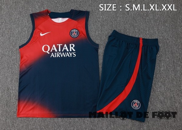 Foot Maillot Pas Cher Entrainement Sans Manches Conjunto Completo Paris Saint Germain 2023 2024 Rouge Bleu