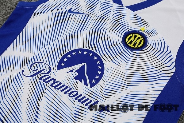Foot Maillot Pas Cher Entrainement Sans Manches Inter Milán 2023 2024 Blanc Bleu