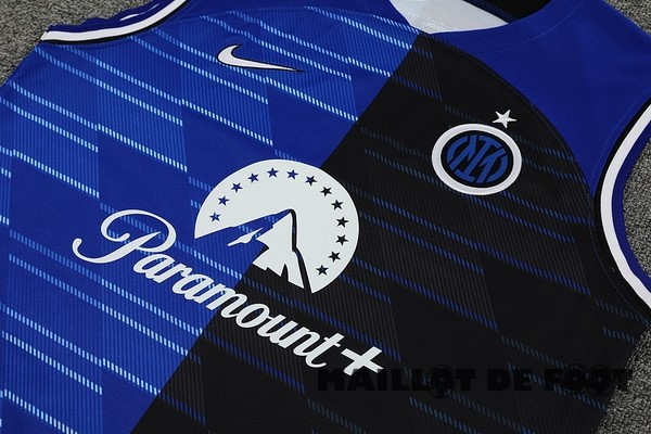 Foot Maillot Pas Cher Entrainement Sans Manches Inter Milán 2023 2024 Bleu Noir