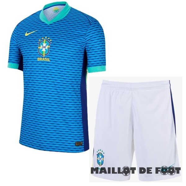 Foot Maillot Pas Cher Exterieur Conjunto De Enfant Brésil 2024 Bleu Blanc
