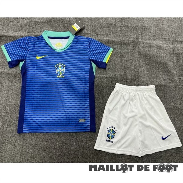 Foot Maillot Pas Cher Exterieur Conjunto De Enfant Brésil 2024 Bleu Blanc