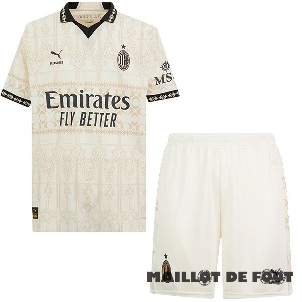 Foot Maillot Pas Cher Fourth Conjunto De Enfant AC Milan 2023 2024 Jaune
