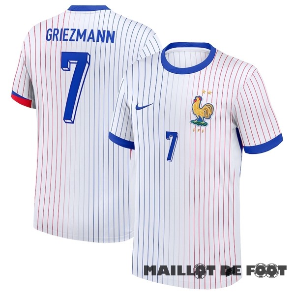 Foot Maillot Pas Cher NO.7 Griezmann Thailande Exterieur Maillot France 2024 Blanc