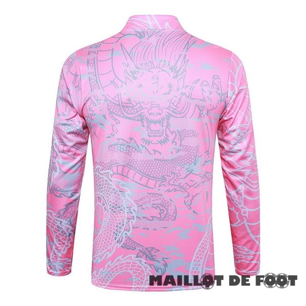 Foot Maillot Pas Cher Ropa Deportiva Con Cremallera Larga Real Madrid 2023 2024 Rose Blanc