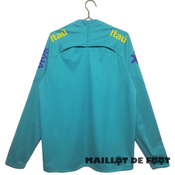 Foot Maillot Pas Cher Sudadera Entrainement Brésil 2022 Vert Bleu