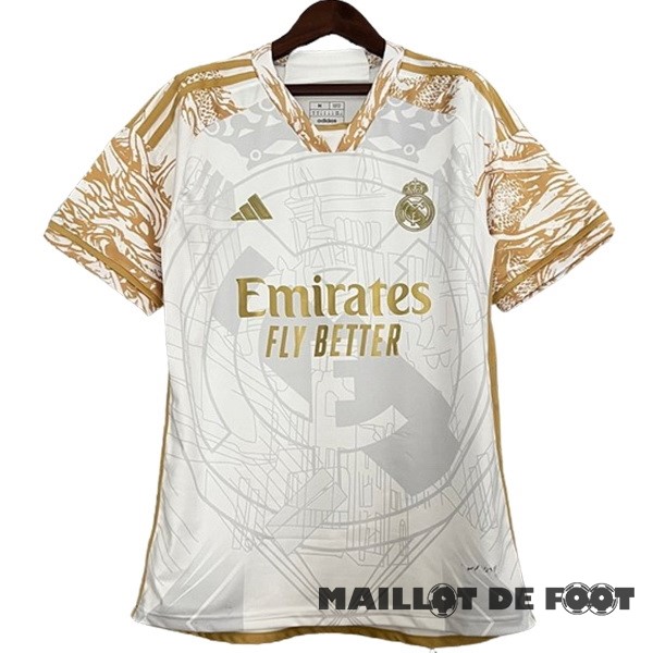 Foot Maillot Pas Cher Thailande Spécial Maillot Real Madrid 2023 2024 Jaune Blanc