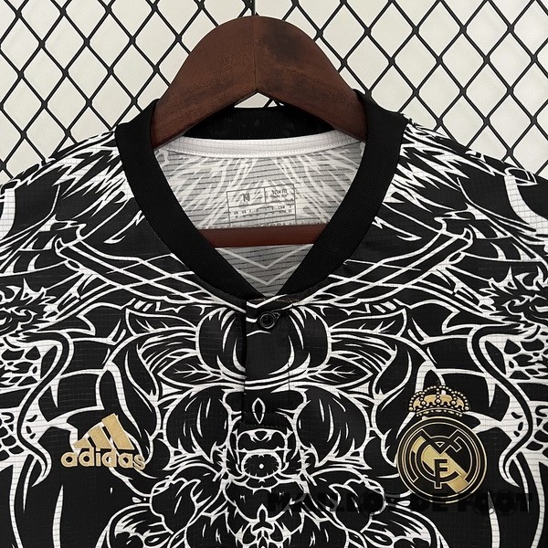 Foot Maillot Pas Cher Thailande Spécial Maillot Real Madrid 2023 2024 Noir Blanc Jaune